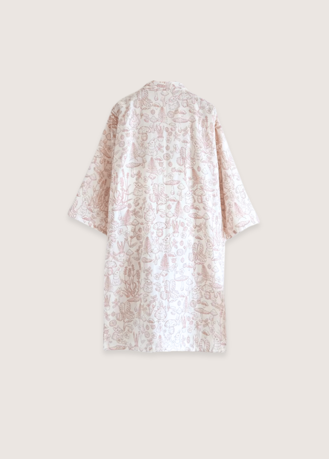 Peignoir kimono femme coton motif pivoine rose – Home