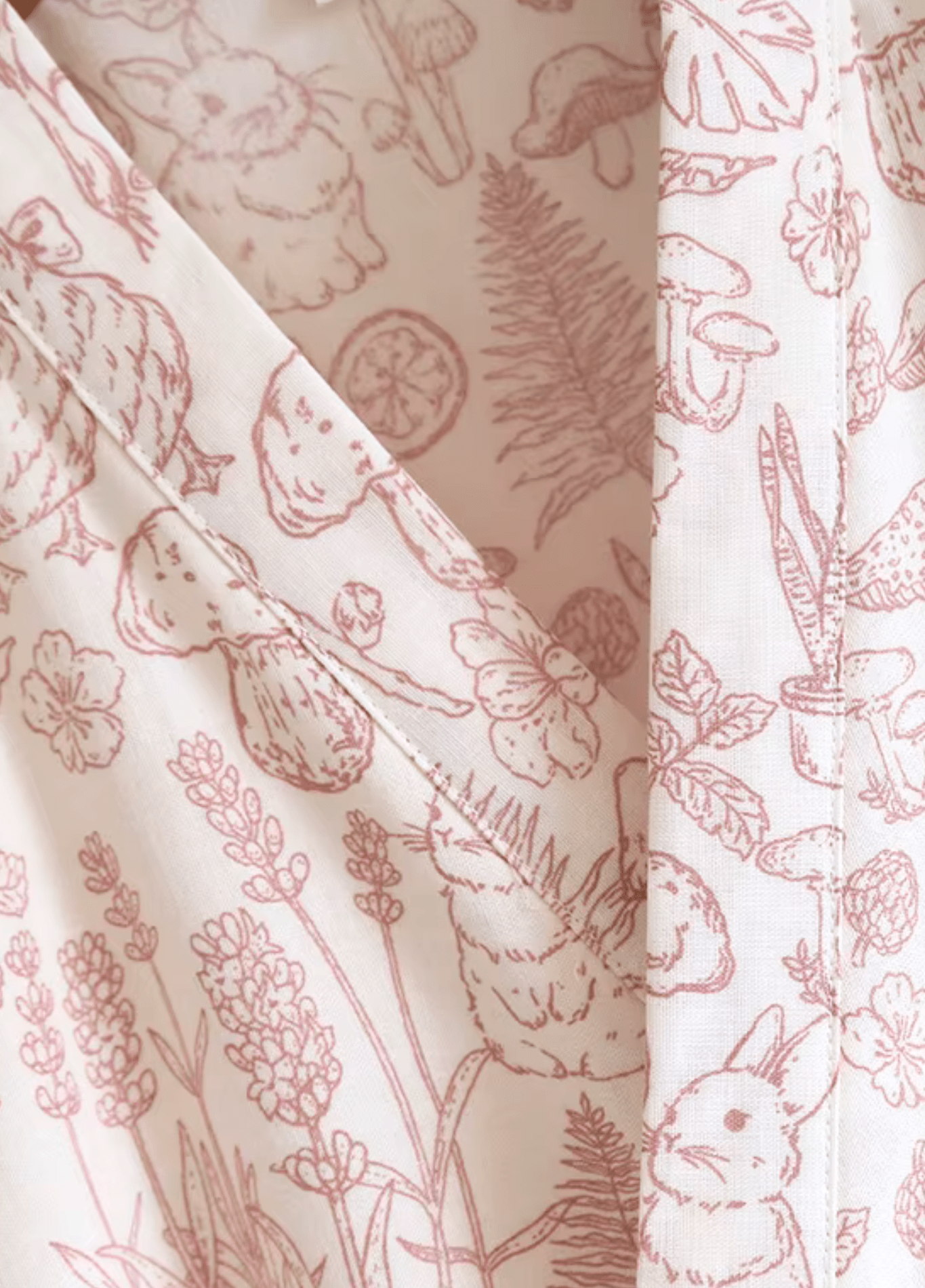 Peignoir kimono femme coton motif pivoine rose – Home