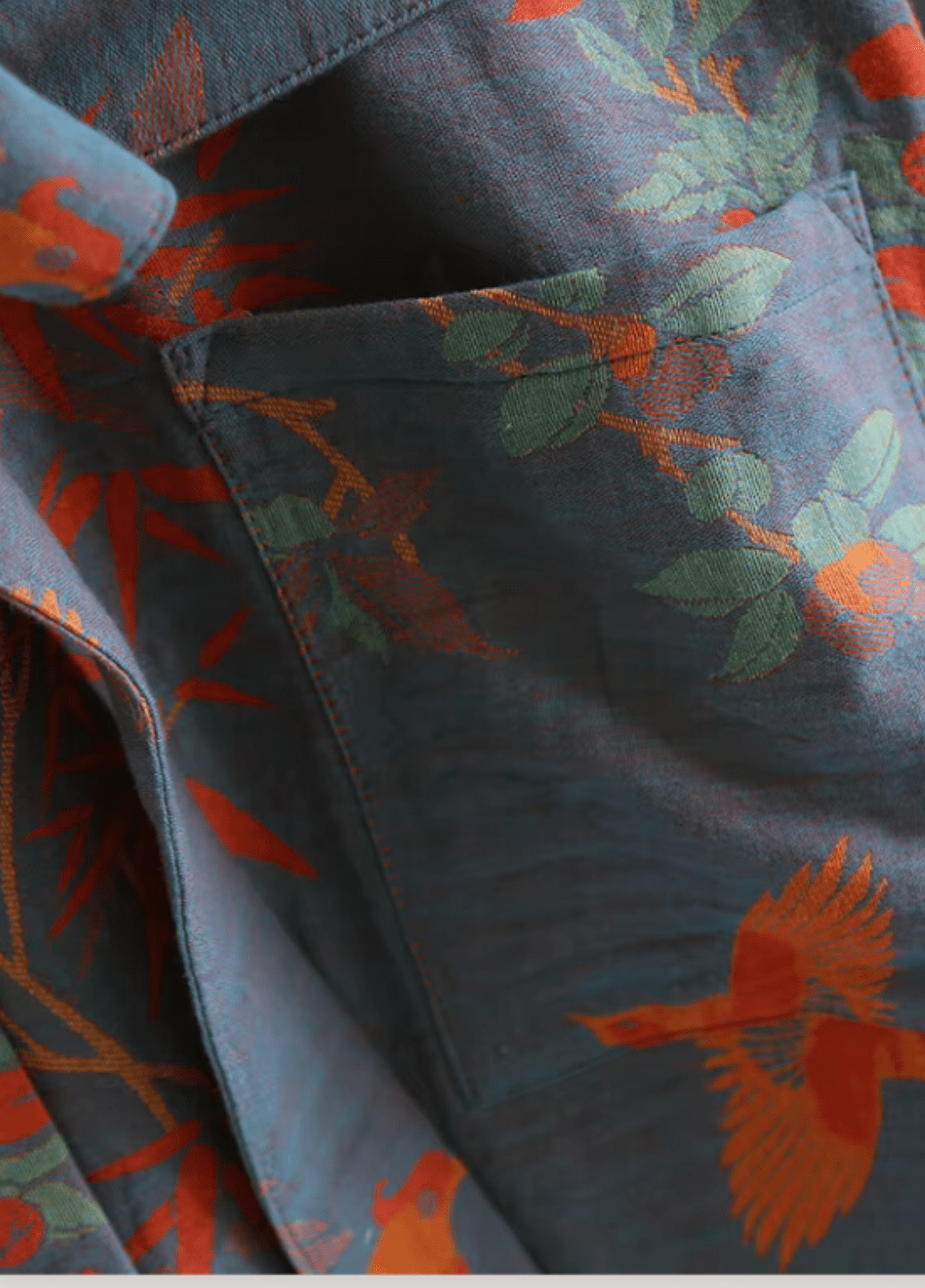 Peignoir kimono femme coton floral bleu – Palais automne