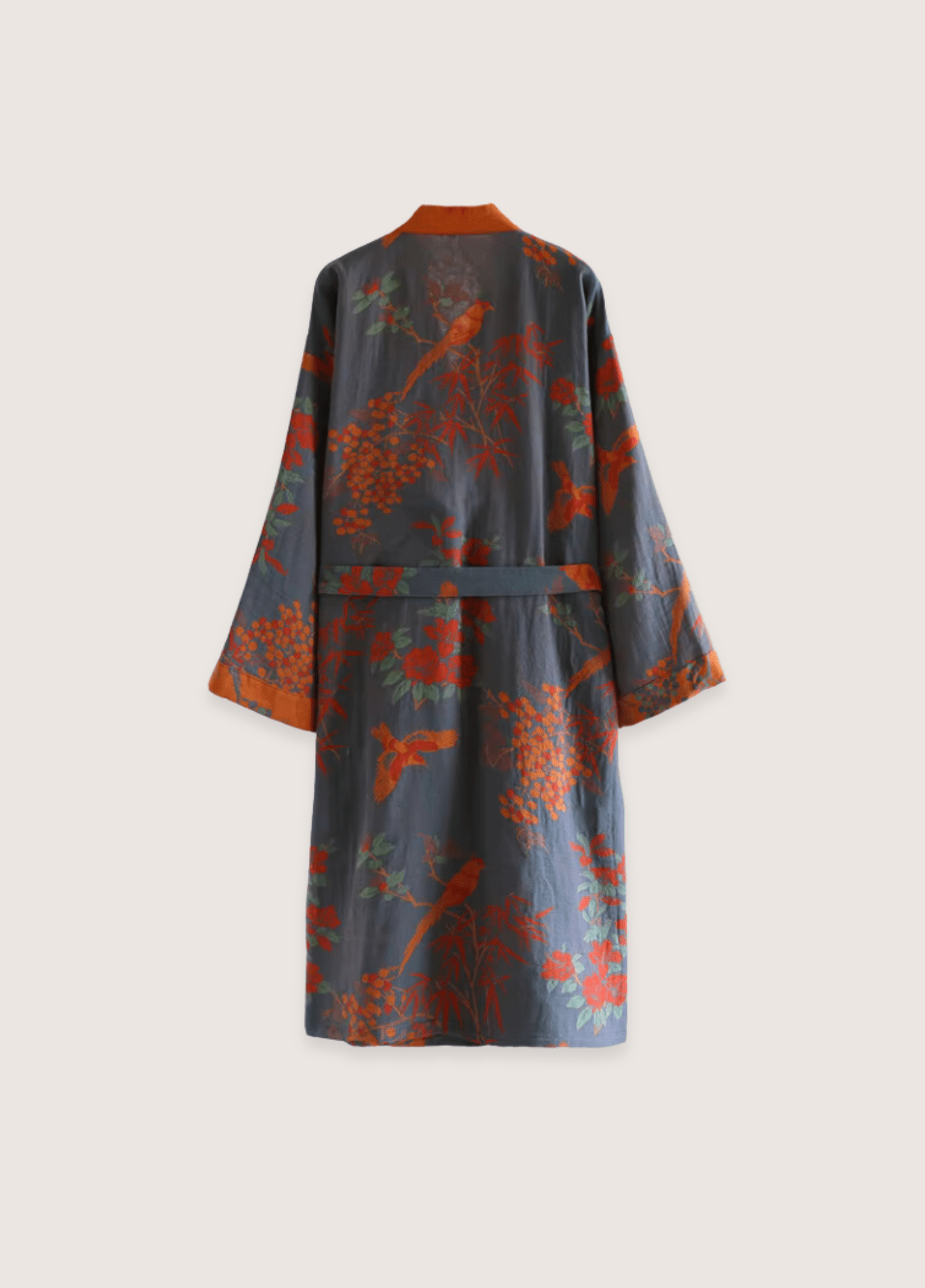 Peignoir kimono femme coton floral bleu – Palais automne