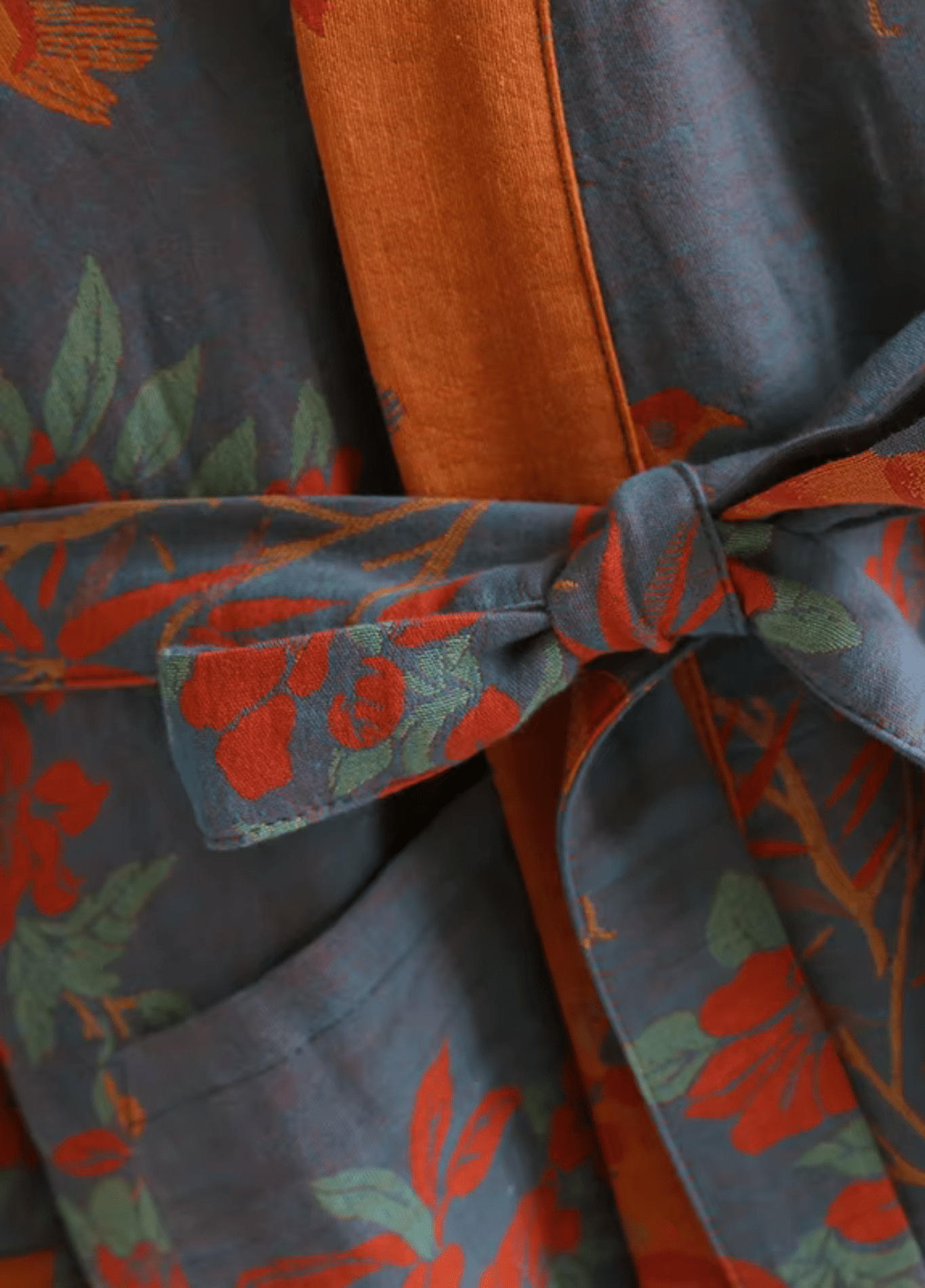 Peignoir kimono femme coton floral bleu – Palais automne