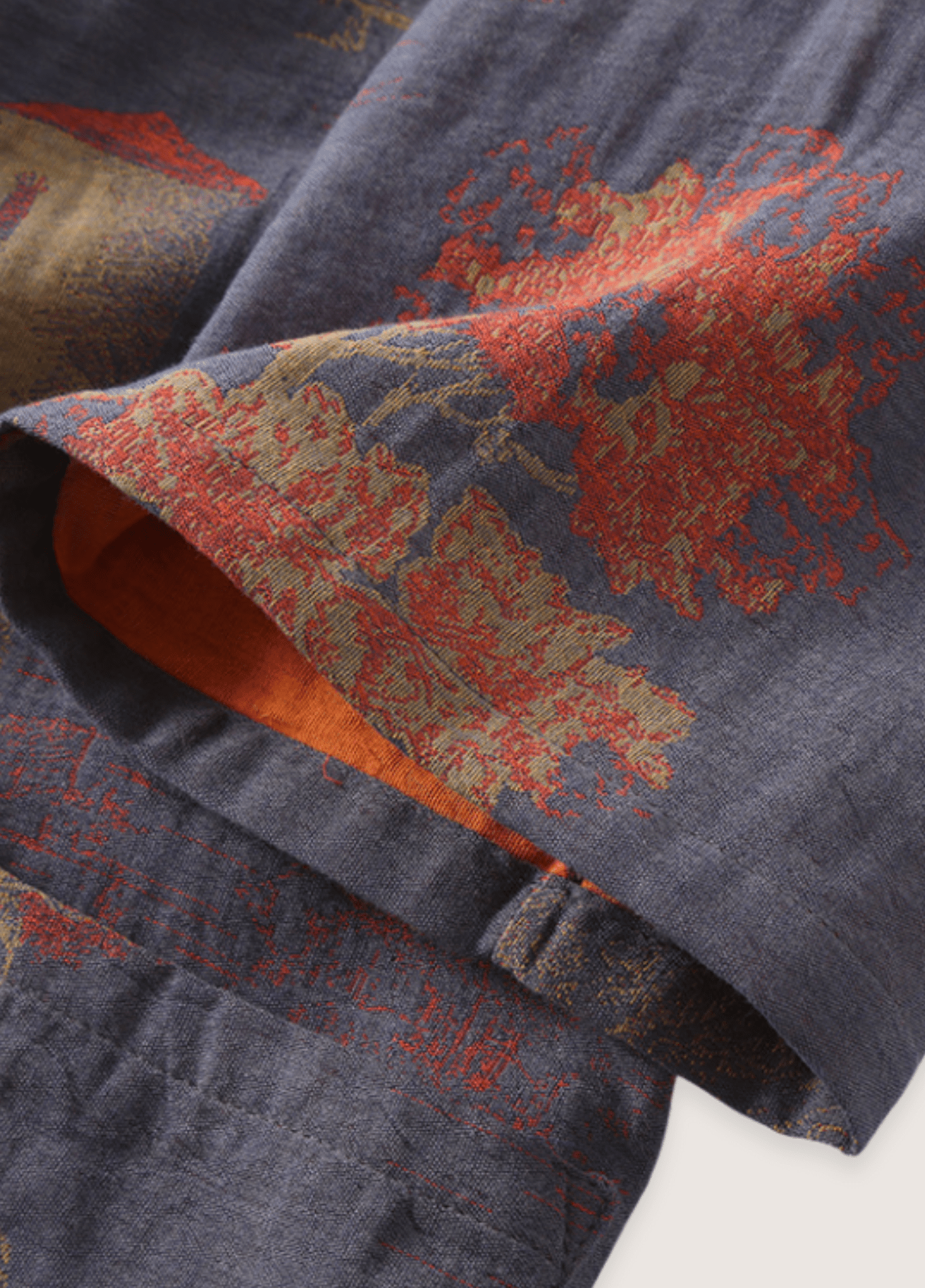 Peignoir kimono homme coton motif érable bleu – Momiji