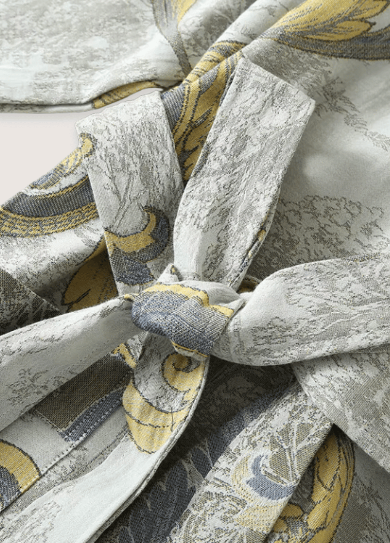 Peignoir kimono femme coton motif vague gris – Mizuki