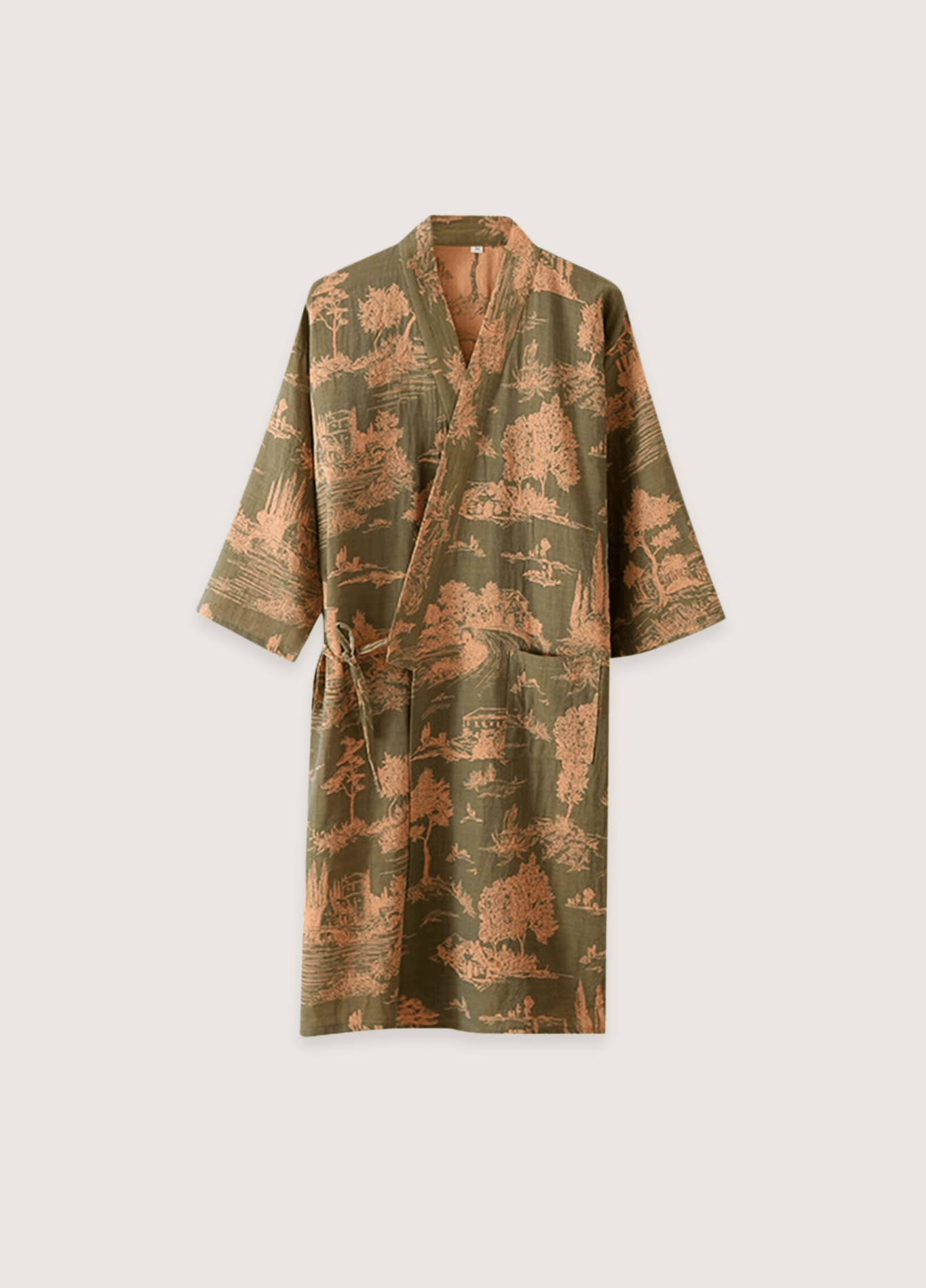 Peignoir kimono homme coton vert – Ukiyo