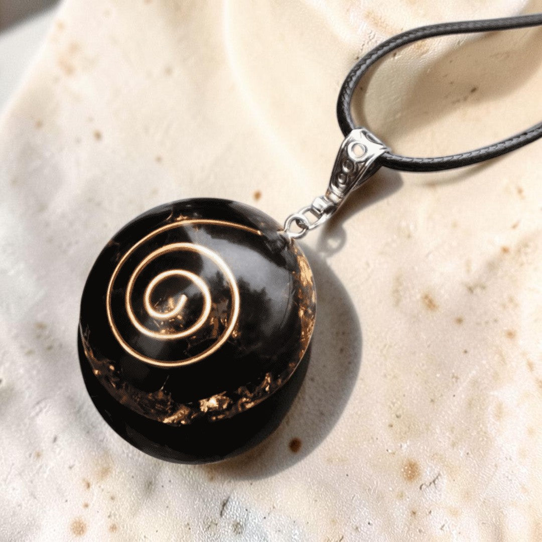 ATELIER-TIBET – Pendentif Orgonite Énergies Protectrices en Obsidienne Noire
