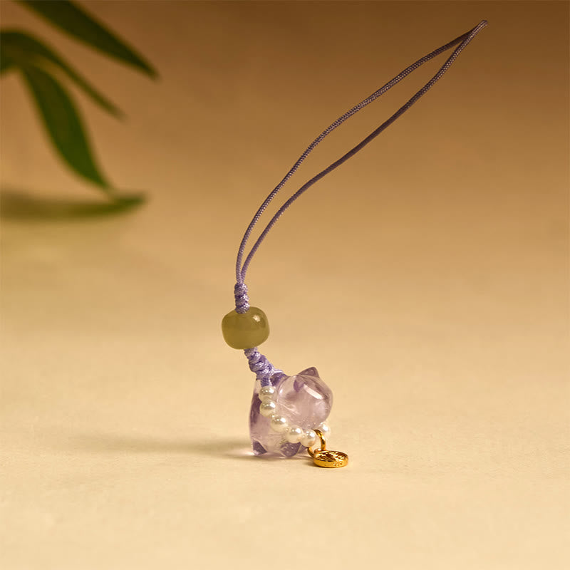 ATELIER-TIBET – Suspension Décorative Cristaux Naturels et Symbole Fu