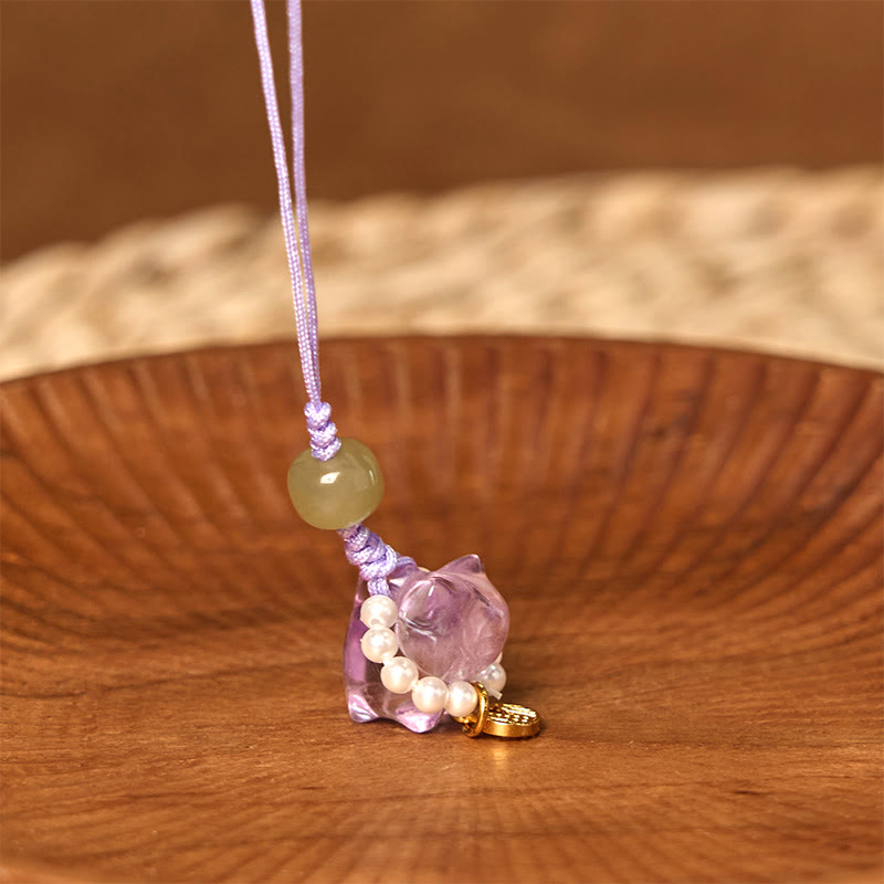 ATELIER-TIBET – Suspension Décorative Cristaux Naturels et Symbole Fu