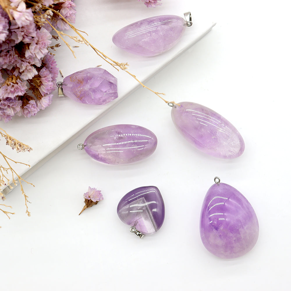 ATELIER-TIBET – Pendentif en Améthyste Naturelle Polie – Pierre Unique