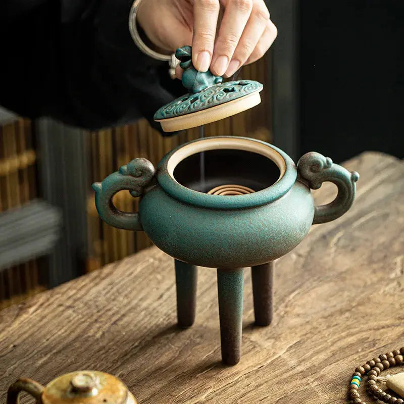 ATELIER-TIBET – Brûleur d’Encens Tripode en Céramique Zen pour Intérieur
