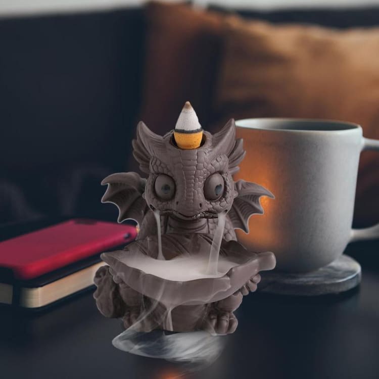 ATELIER-TIBET Porte-Encens Dragon & Feuille – Support Encens Décoratif en Résine pour Bâtons & Cônes