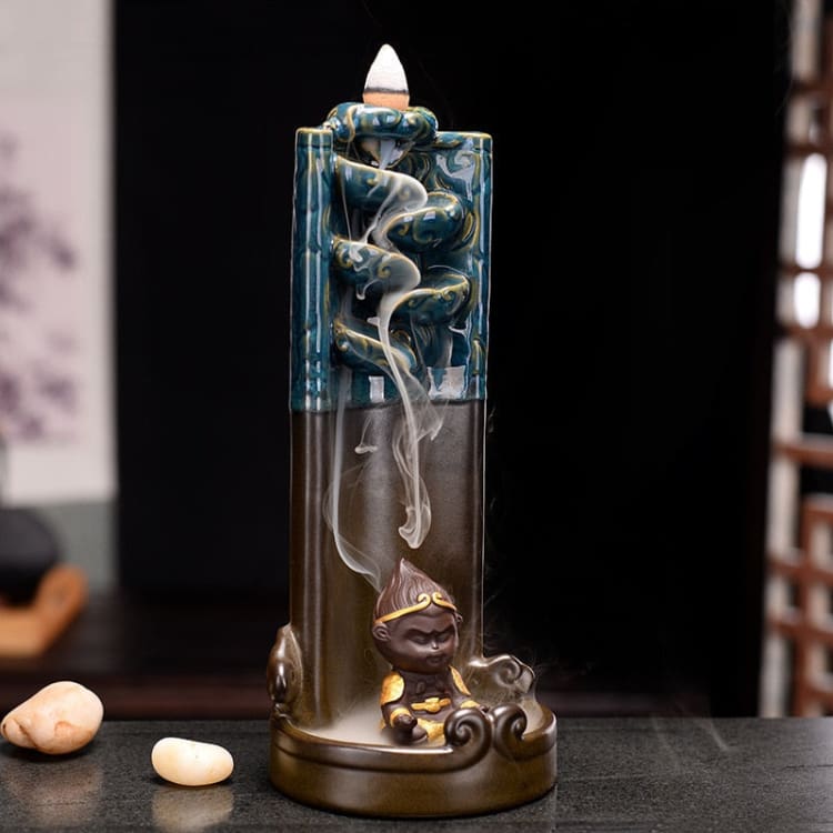 ATELIER-TIBET Porte-Encens “La Cascade du Bonheur” – Support Décoratif pour Encens Bâtons & Cônes Effet Cascade