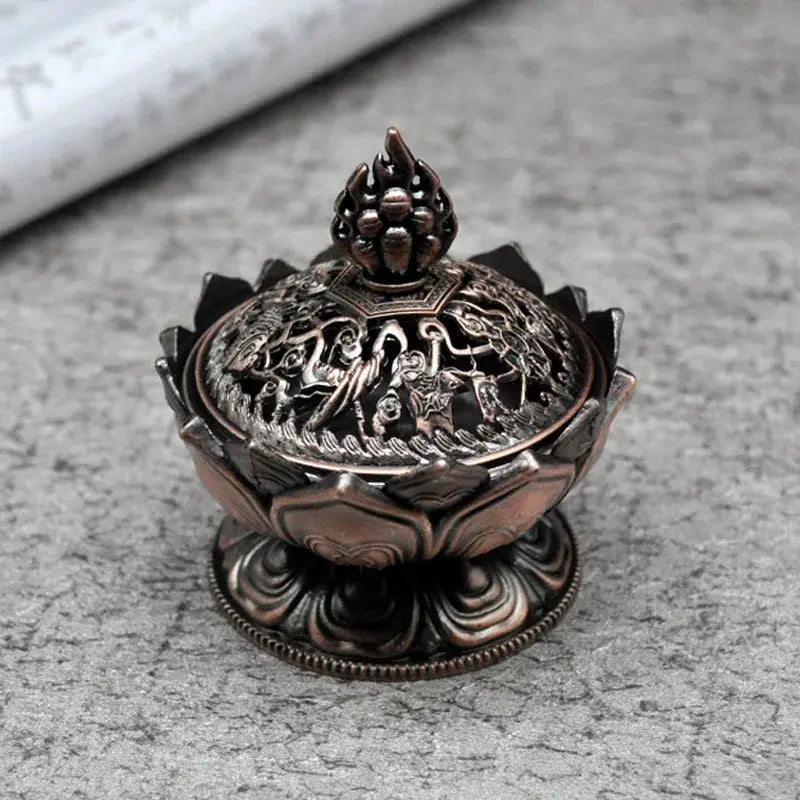 ATELIER-TIBET – Porte-Encens Lotus en Laiton, Sérénité & Élégance