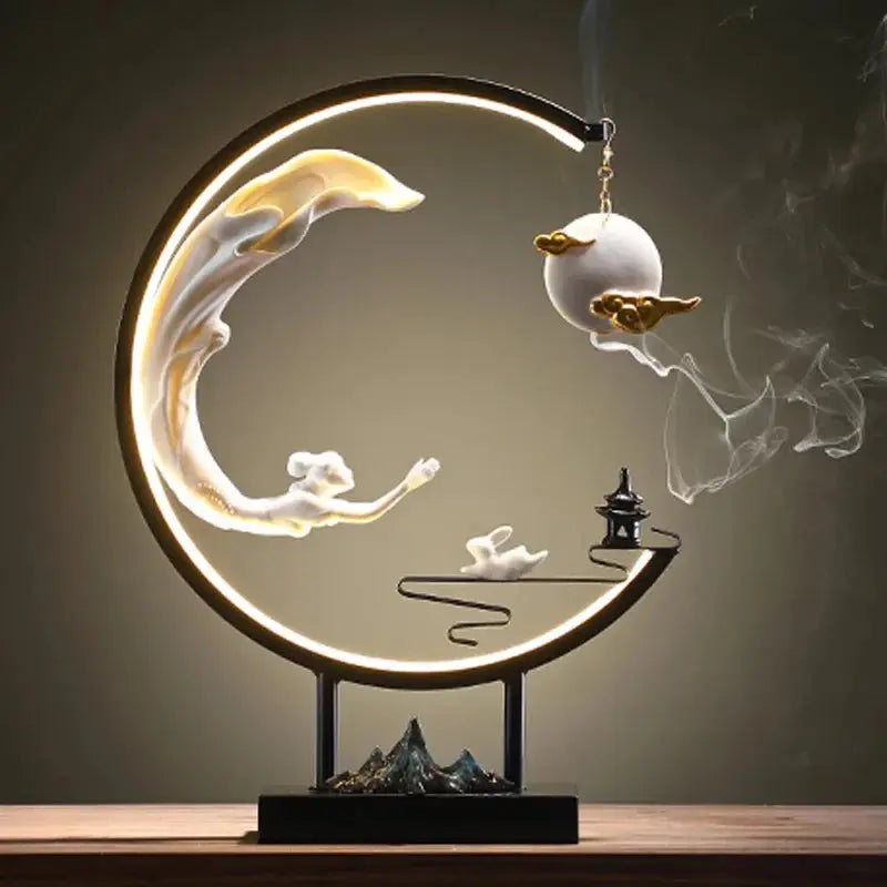 ATELIER-TIBET – Clair de Silence · Porte-Encens LED Lune & Montagne