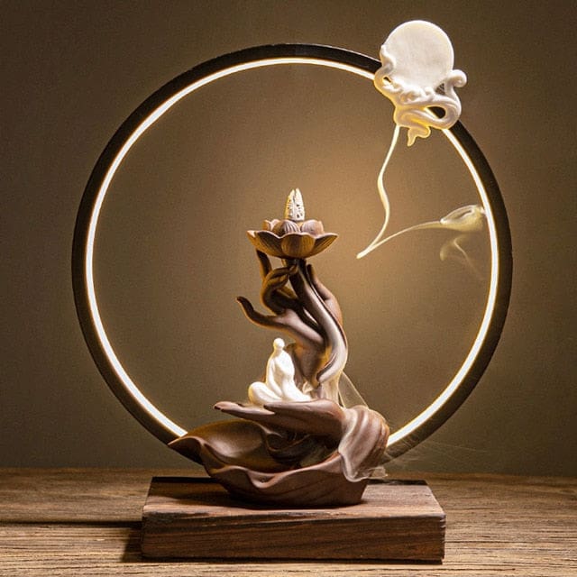 ATELIER-TIBET Porte-Encens “Sublime Éclosion” – Support Décoratif en Résine pour Encens Bâtons & Cônes