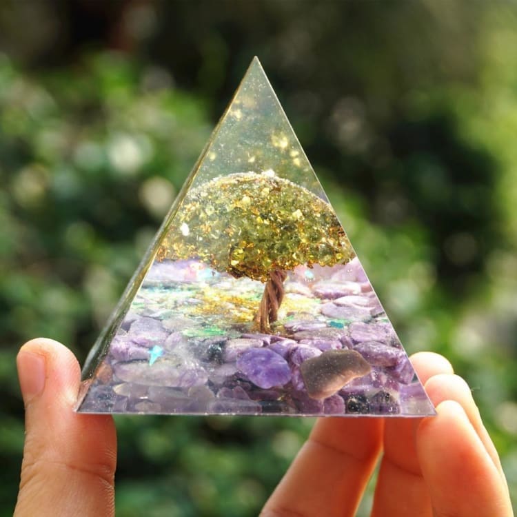 ATELIER-TIBET Pyramide en Orgonite et Améthyste de 10cm