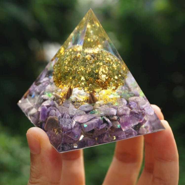 ATELIER-TIBET Pyramide en Orgonite et Améthyste de 10cm