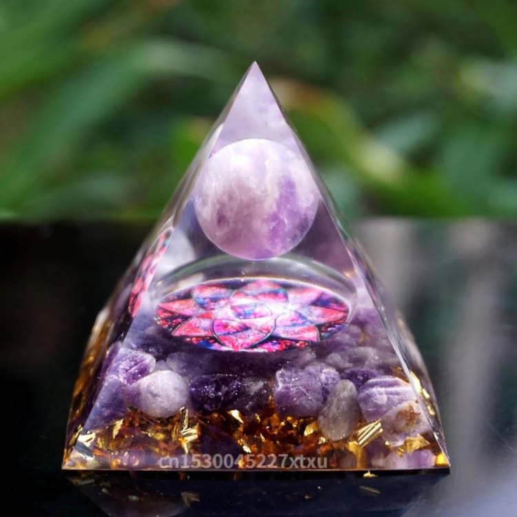 ATELIER-TIBET Pyramide en Orgonite et Améthyste de 10cm
