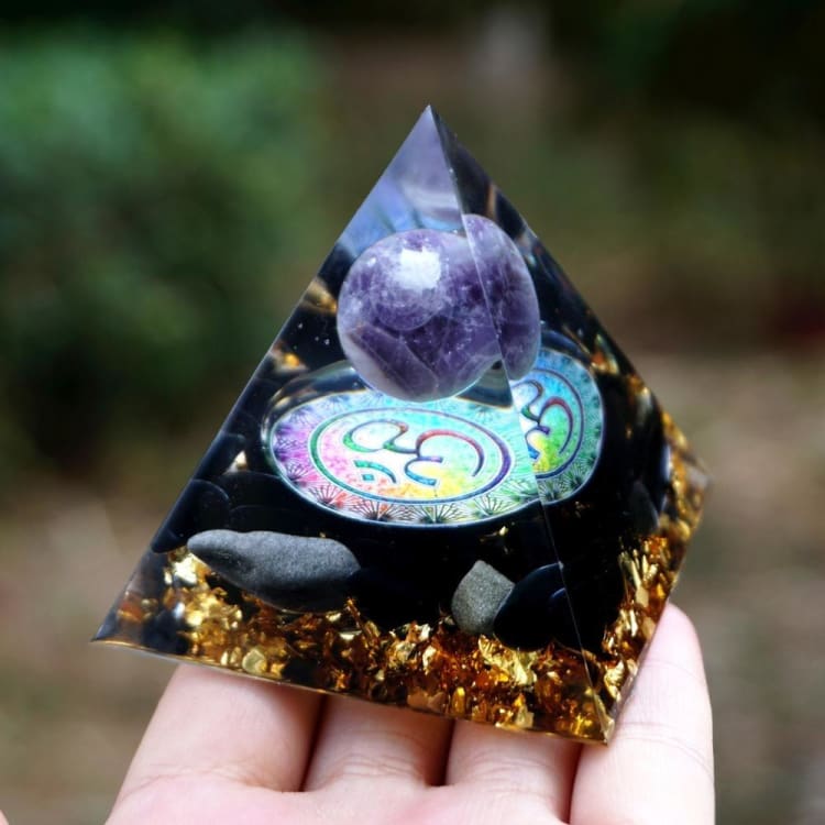 ATELIER-TIBET Pyramide en Orgonite et Obsidienne de 10cm
