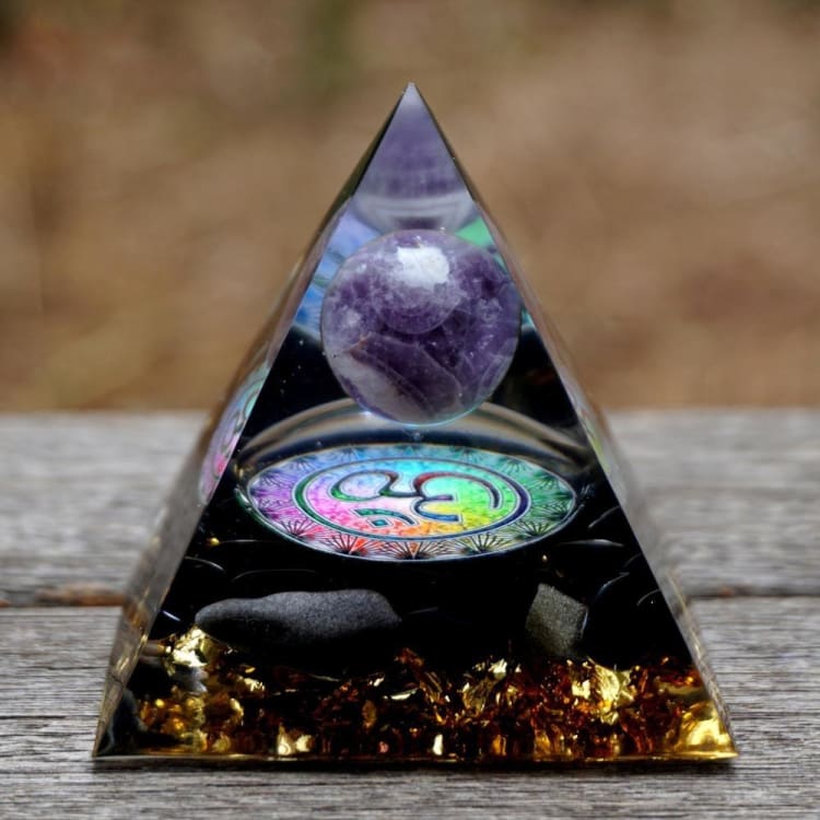 ATELIER-TIBET Pyramide en Orgonite et Obsidienne de 10cm