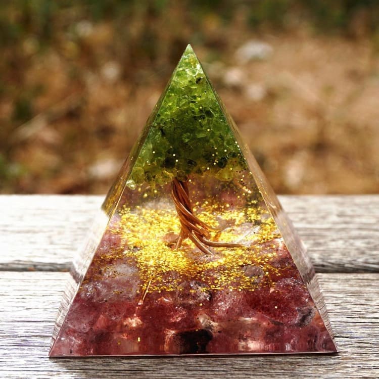 ATELIER-TIBET Pyramide en Orgonite et Quartz Rose de 10cm