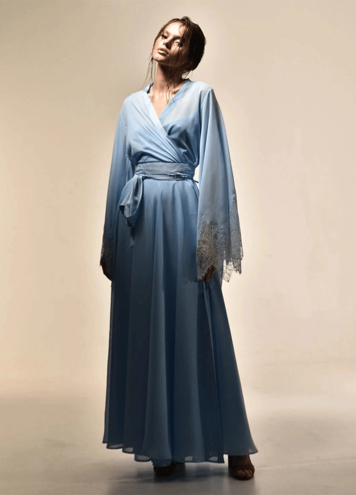 Robe kimono femme soie bleu – Aozora