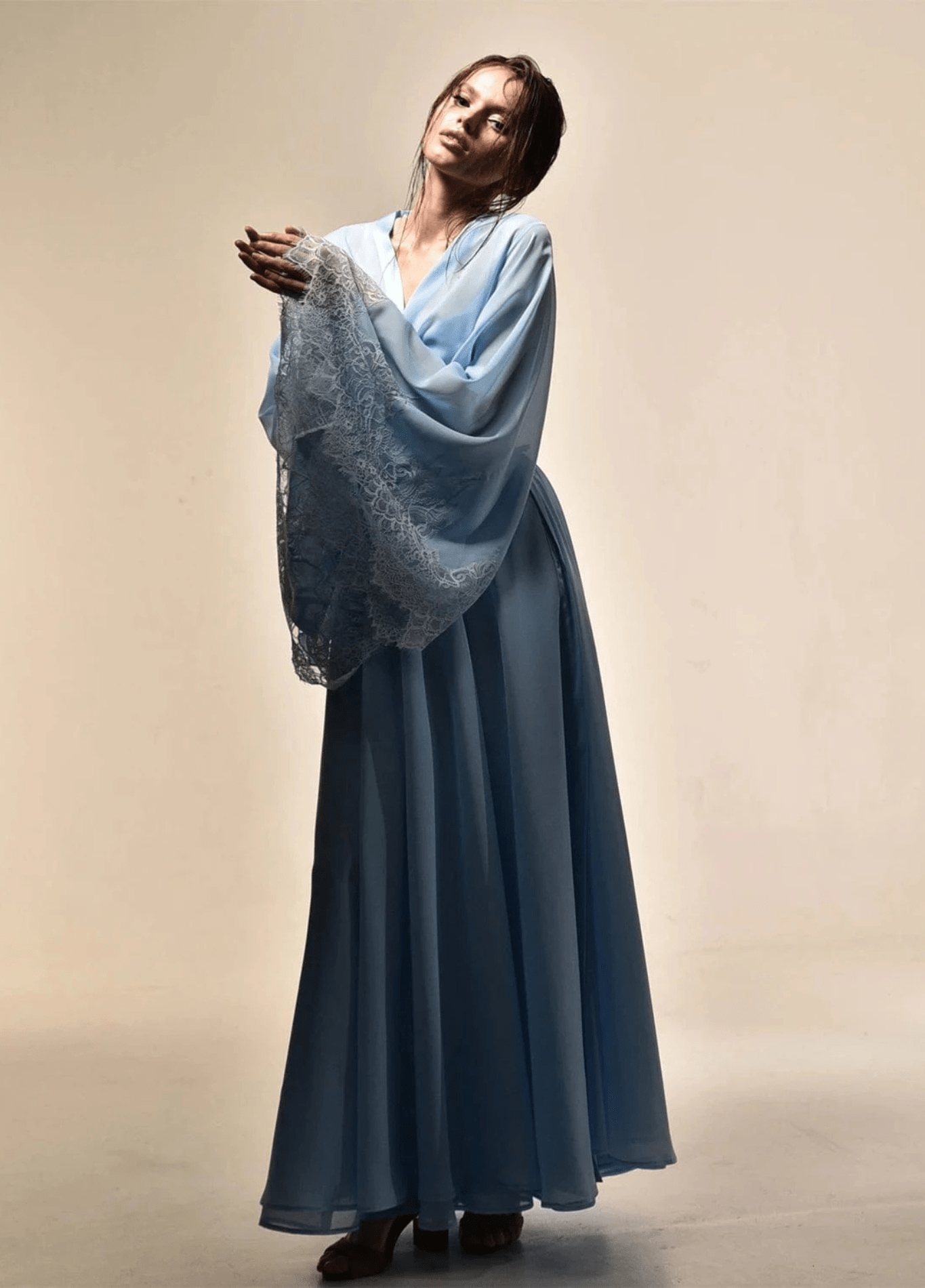 Robe kimono femme soie bleu – Aozora