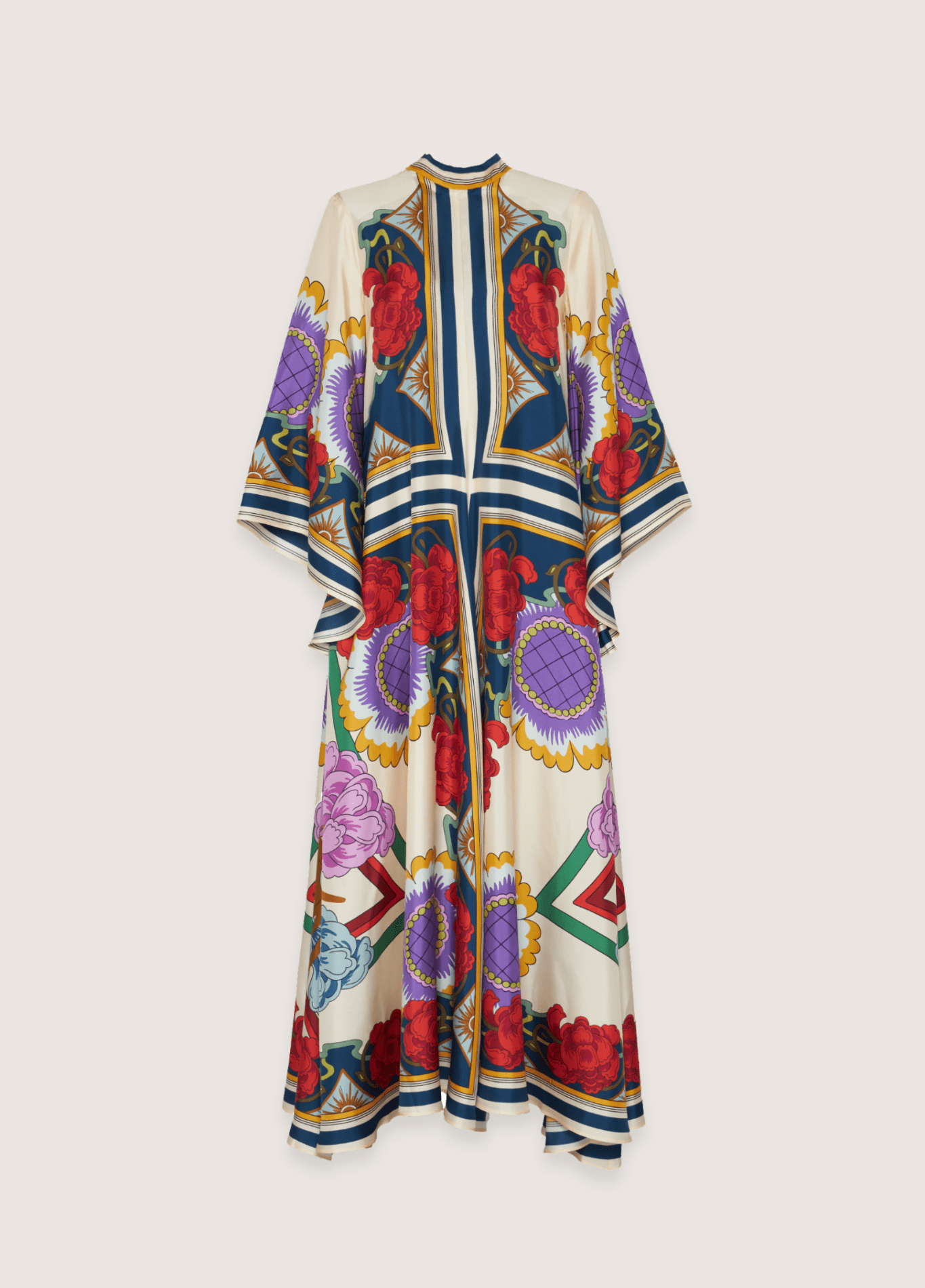 Robe kimono femme satiné motif pivoine blanc – Baroque