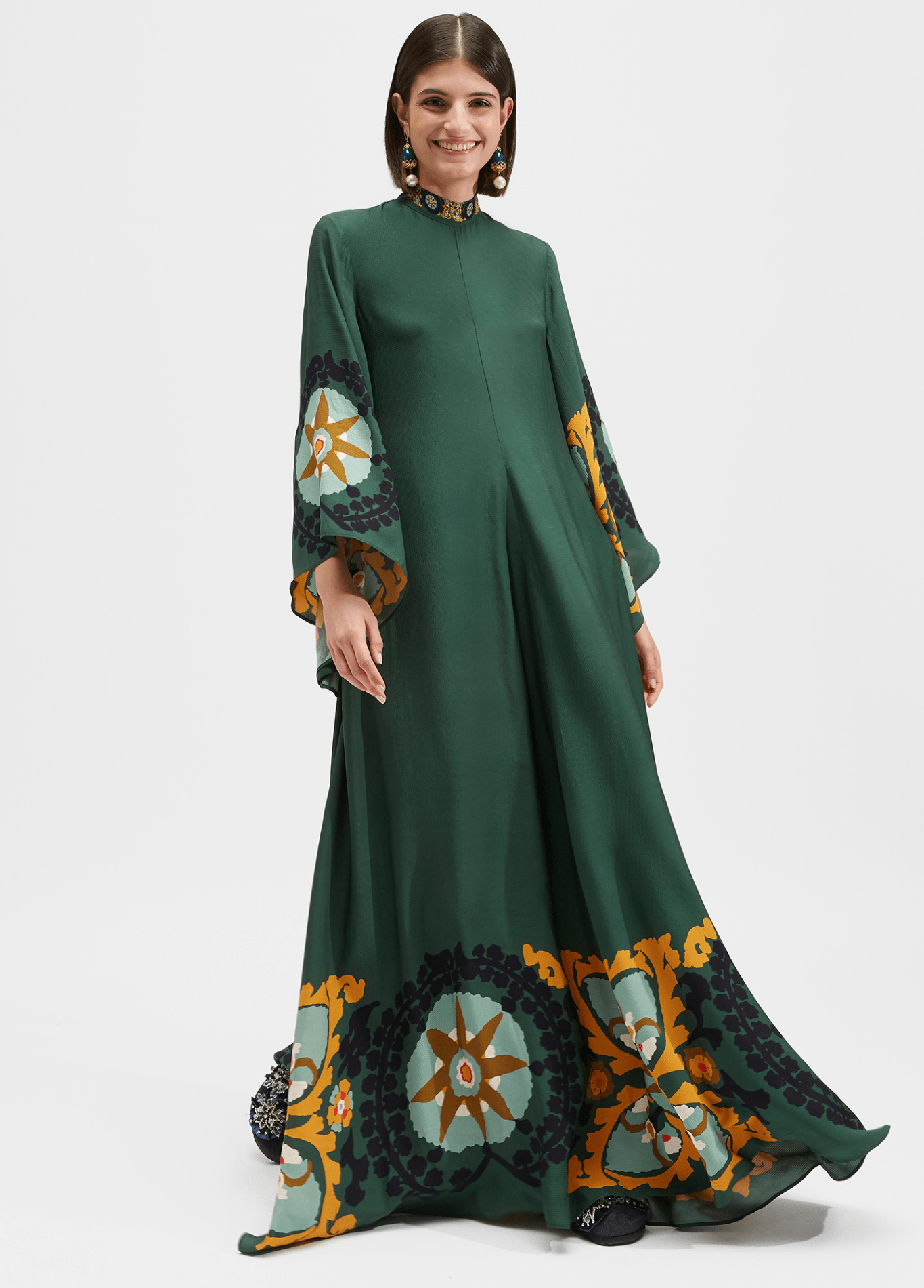 Robe kimono femme géométrique vert – Émeraude