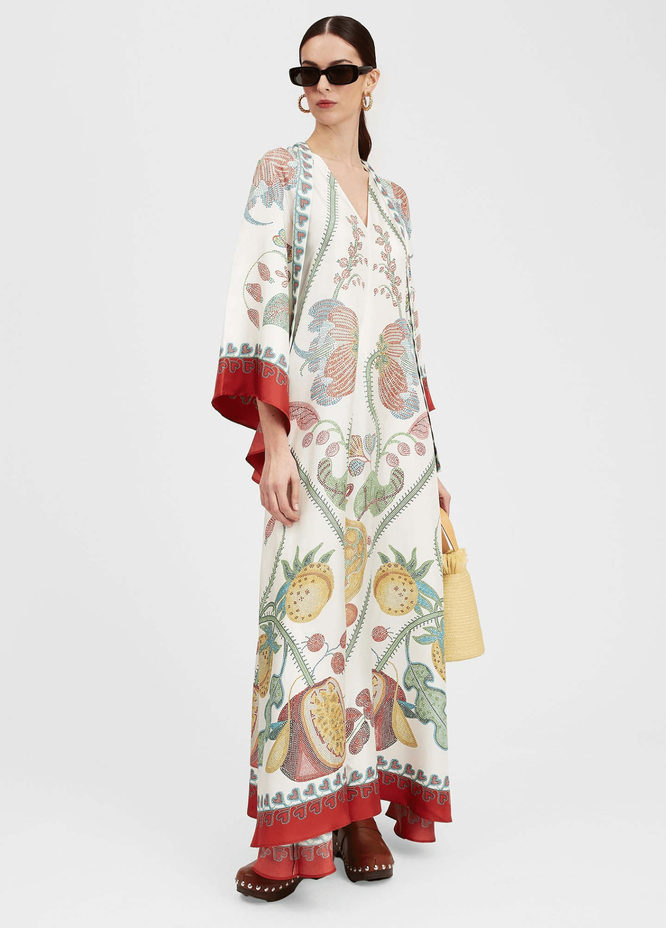 Robe kimono femme motif pivoine blanc – Jardin Secret