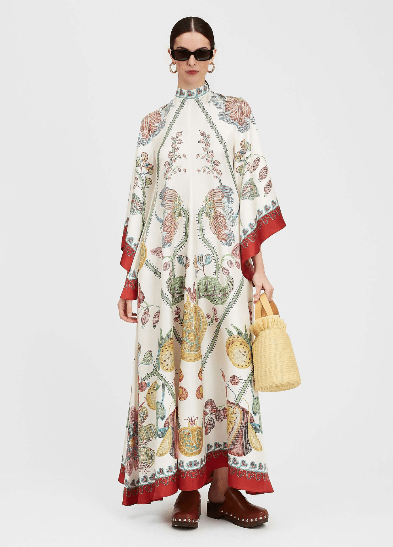 Robe kimono femme motif pivoine blanc – Jardin Secret