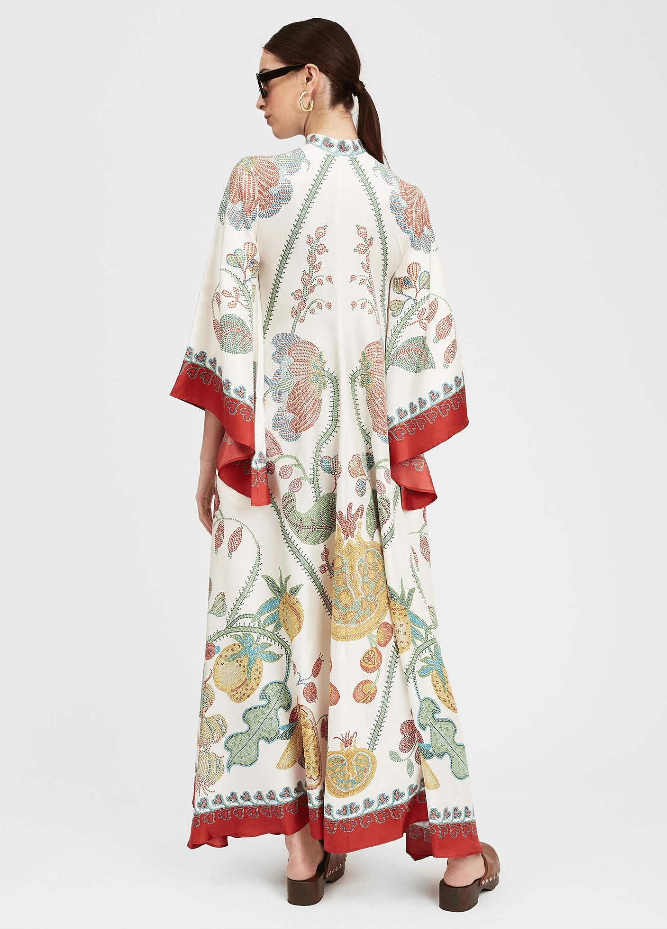 Robe kimono femme motif pivoine blanc – Jardin Secret