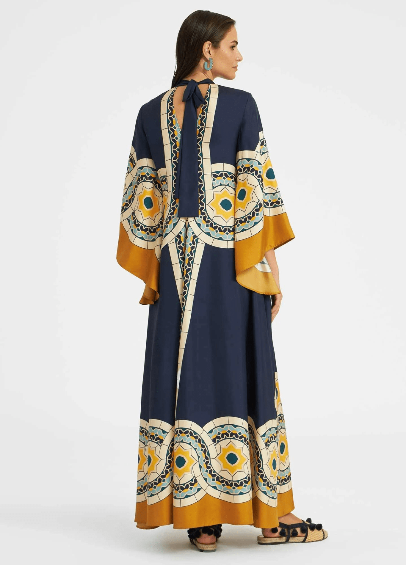 Robe kimono femme géométrique bleu – Méditerranée