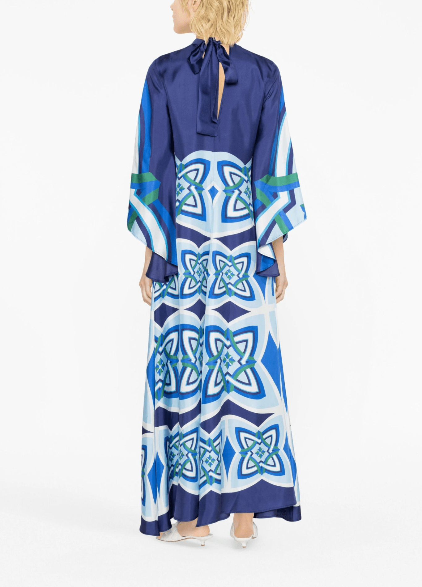 Robe kimono femme géométrique bleu – Saphir
