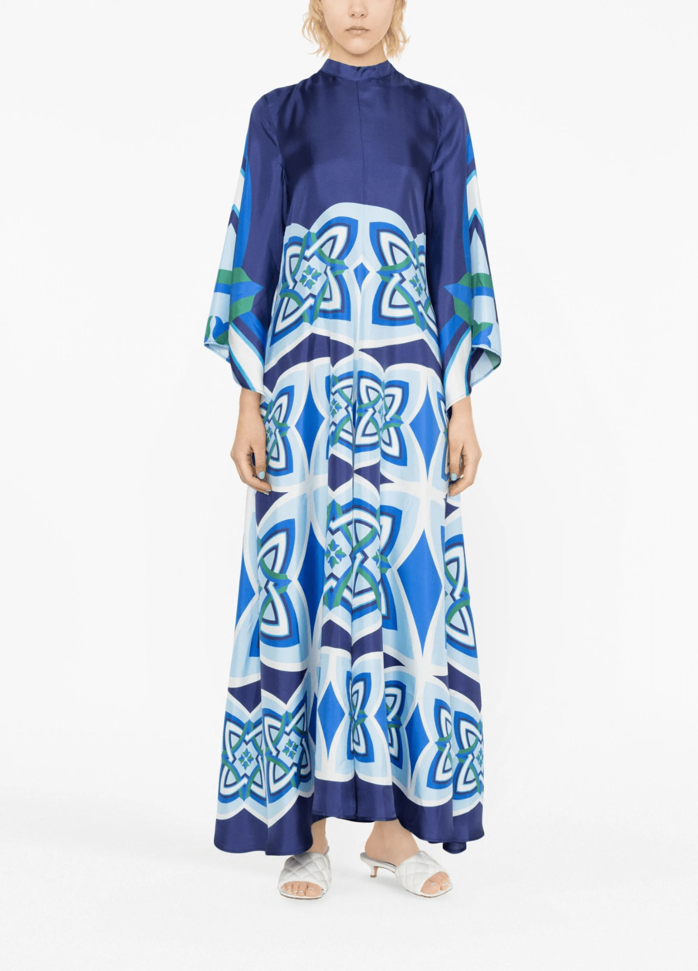 Robe kimono femme géométrique bleu – Saphir