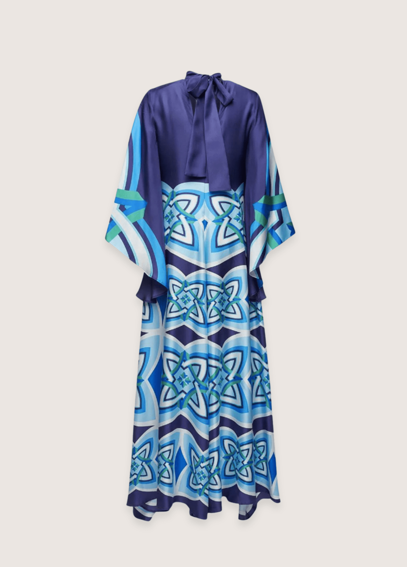 Robe kimono femme géométrique bleu – Saphir