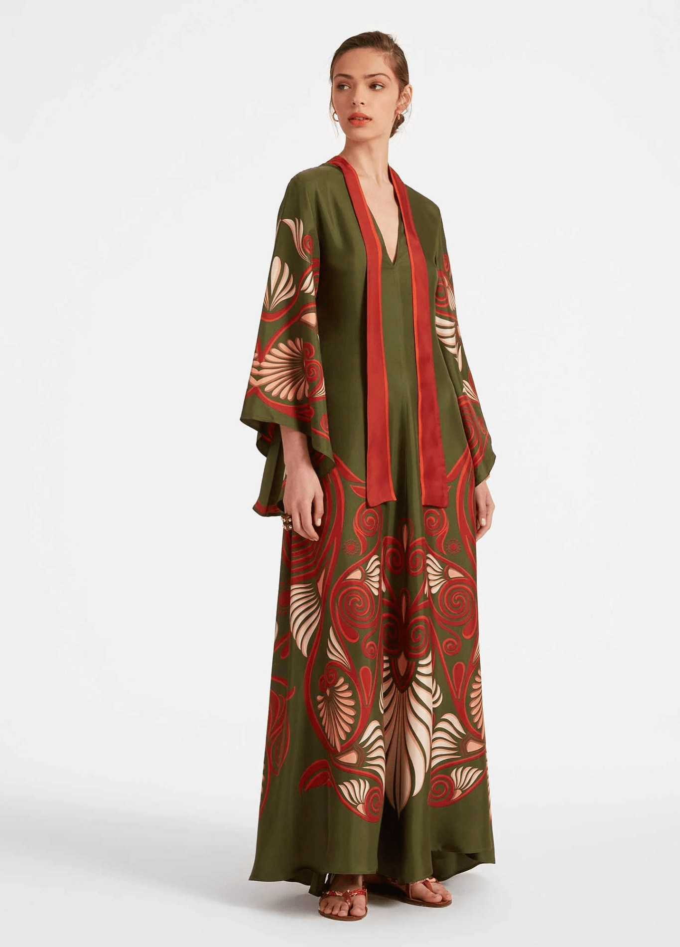 Robe kimono femme coton géométrique vert – Sauvage