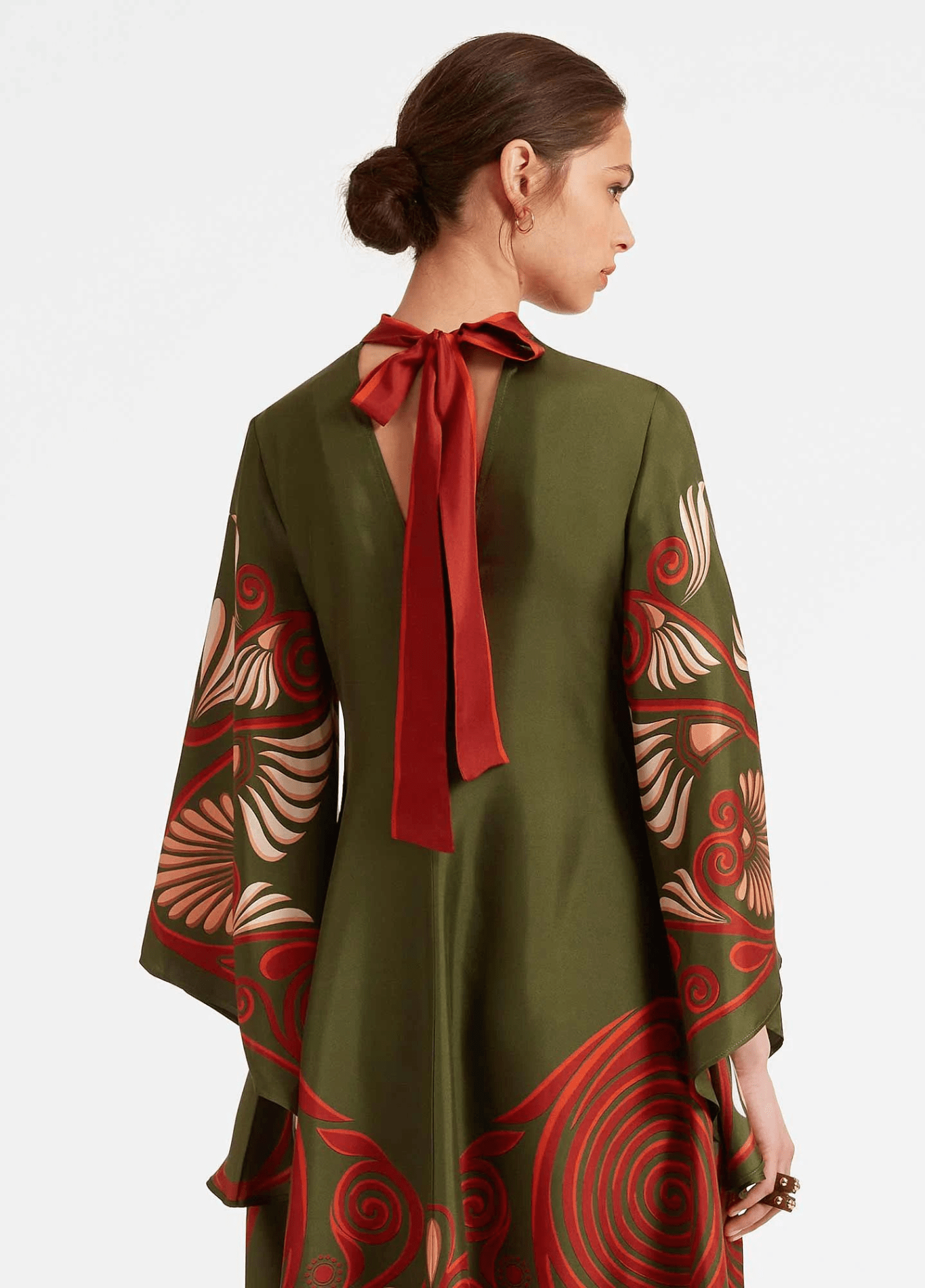 Robe kimono femme coton géométrique vert – Sauvage
