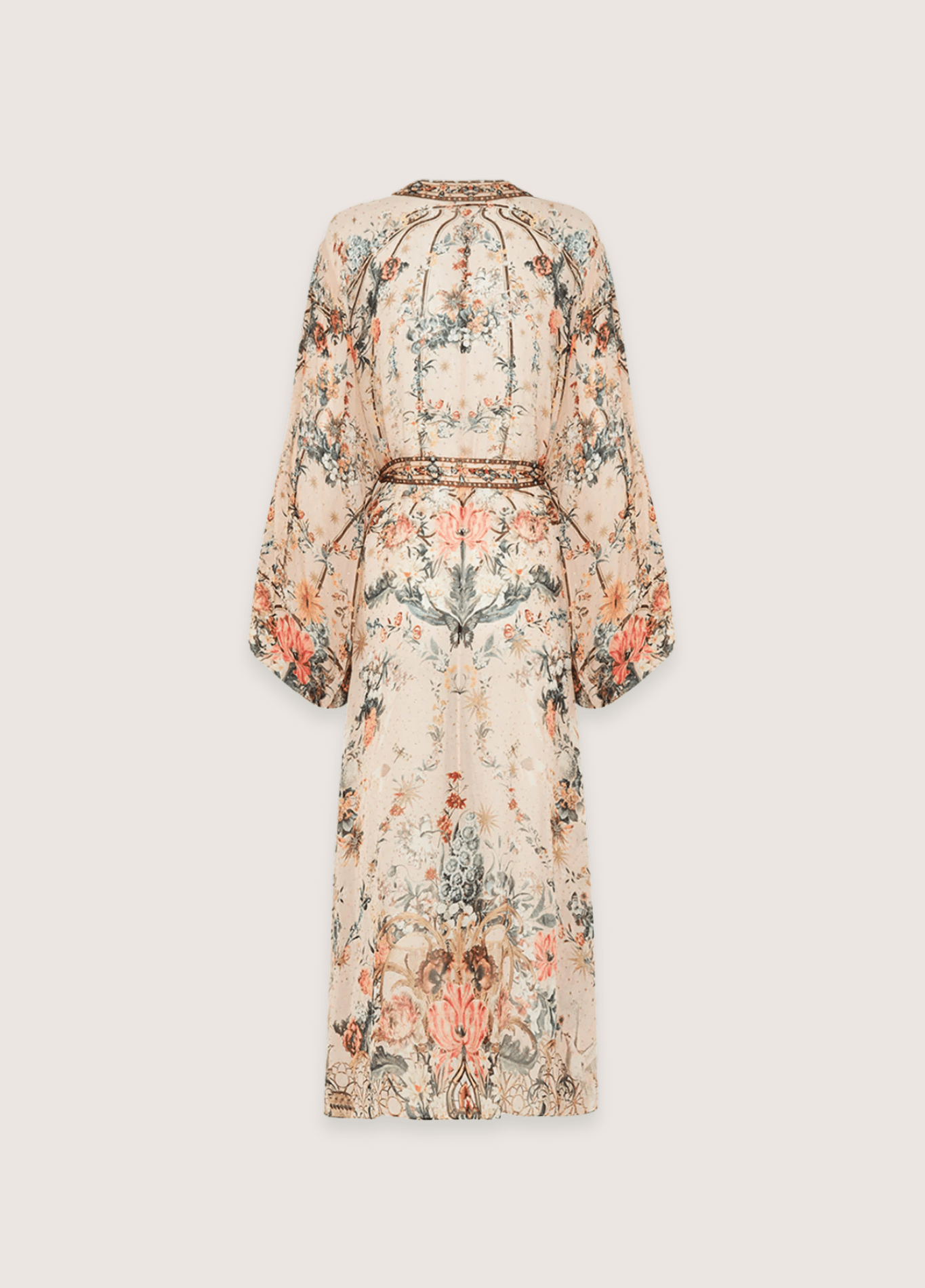 Kimono long femme soie floral crème – Shinju