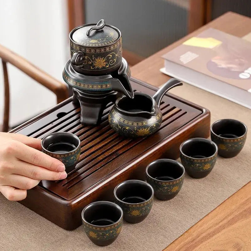 ATELIER-TIBET – Service de Thé Gongfu Cha en Céramique Décorée, Élégance & Tradition