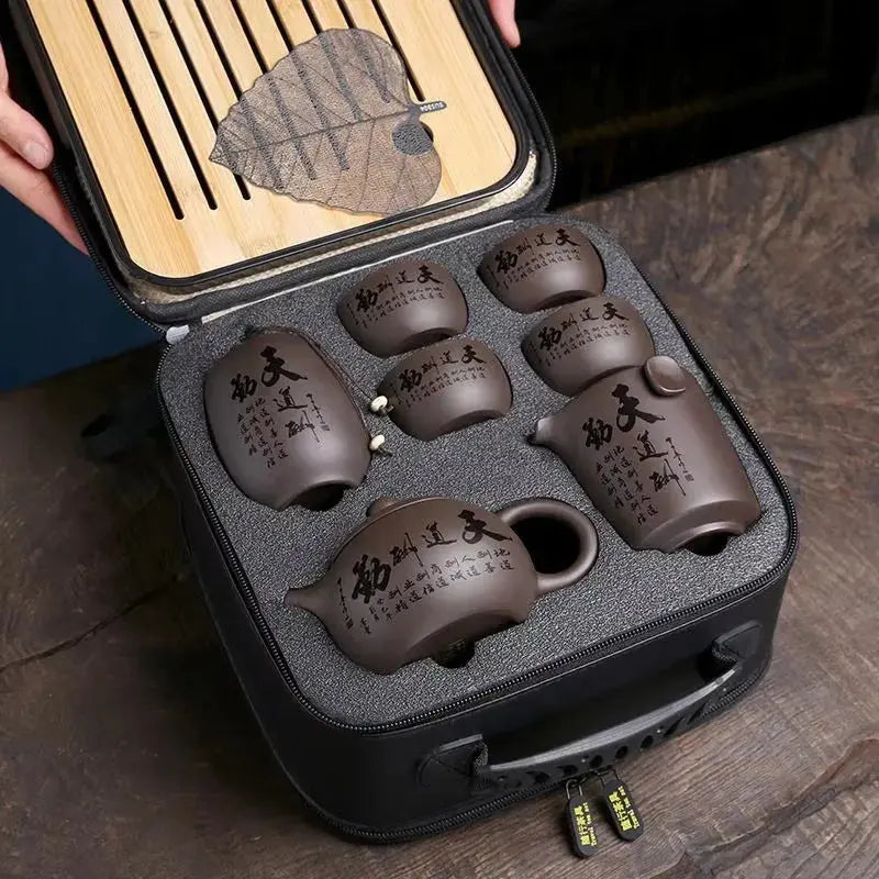 ATELIER-TIBET – Set Traditionnel Chinois en Argile Violette (Yixing) pour Cérémonie du Thé Kungfu
