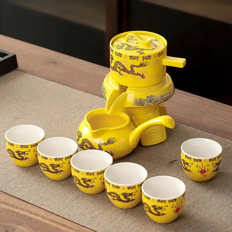 ATELIER-TIBET – Service de Thé Gongfu Cha en Céramique Décorée, Élégance & Tradition
