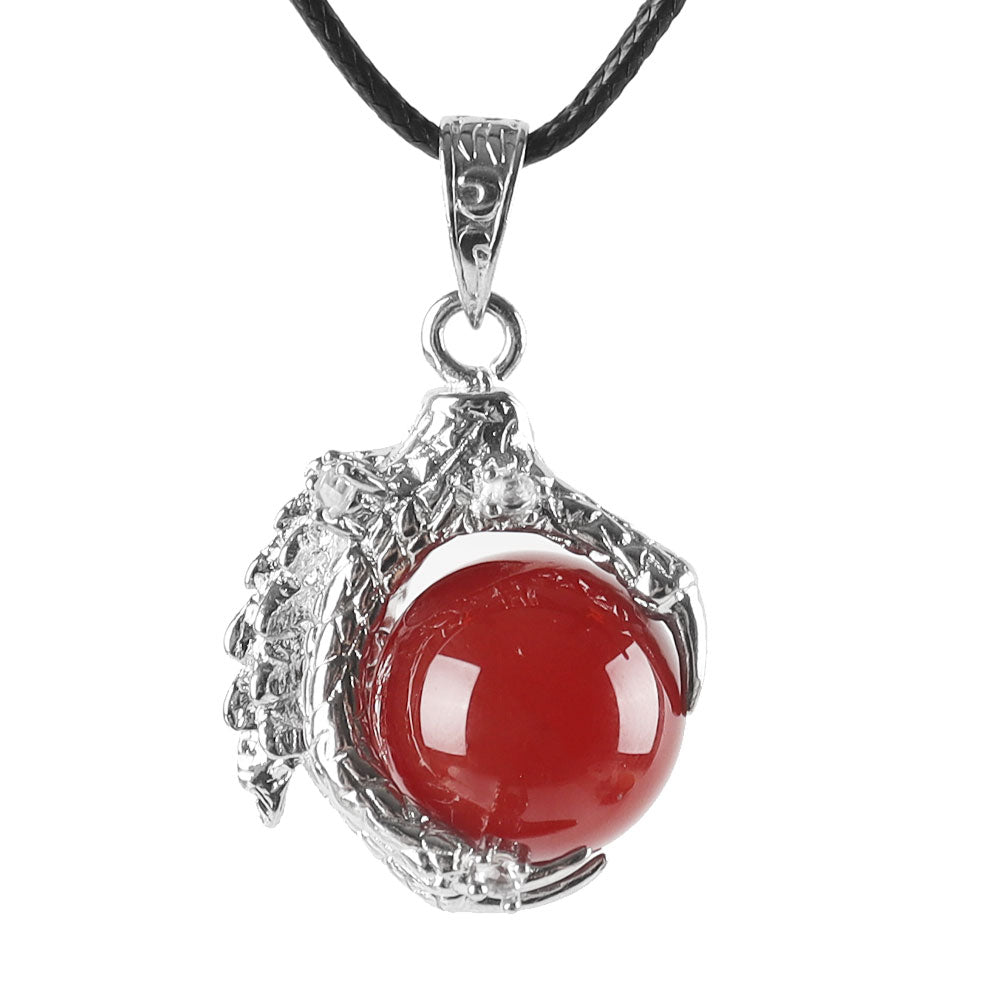 ATELIER-TIBET – Pendentif Dragon « Griffe Protectrice » en Calcédoine Rouge – 20 mm