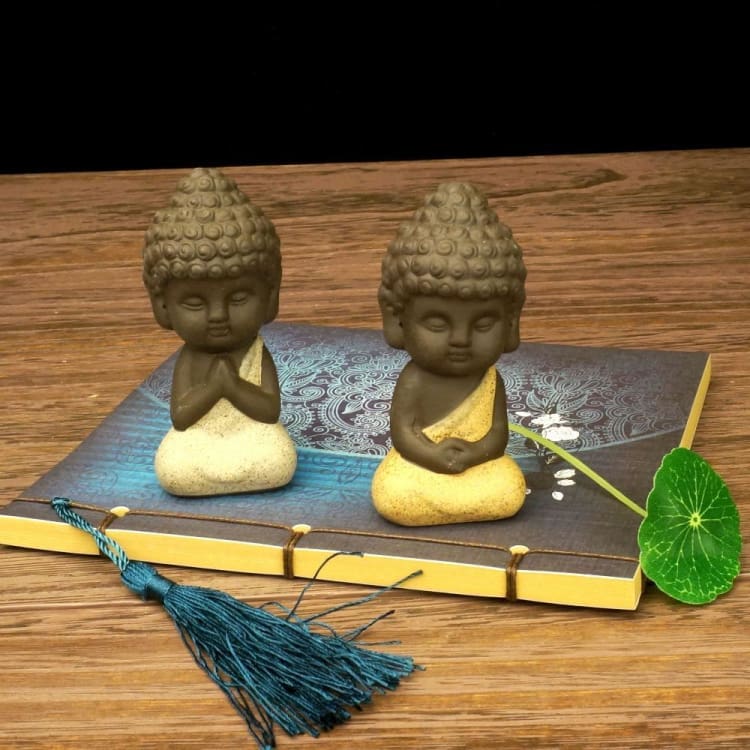 Statuette Bouddha en Céramique peinte à la main