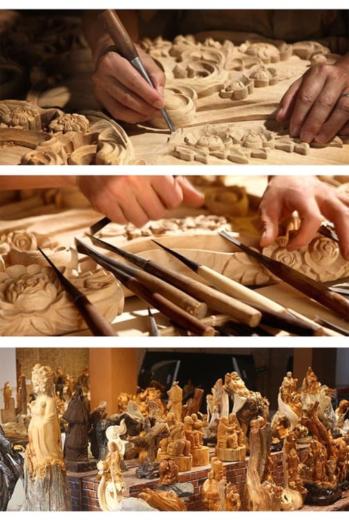 ATELIER-TIBET Statuette de Bouddha GuanYin en bois de buis