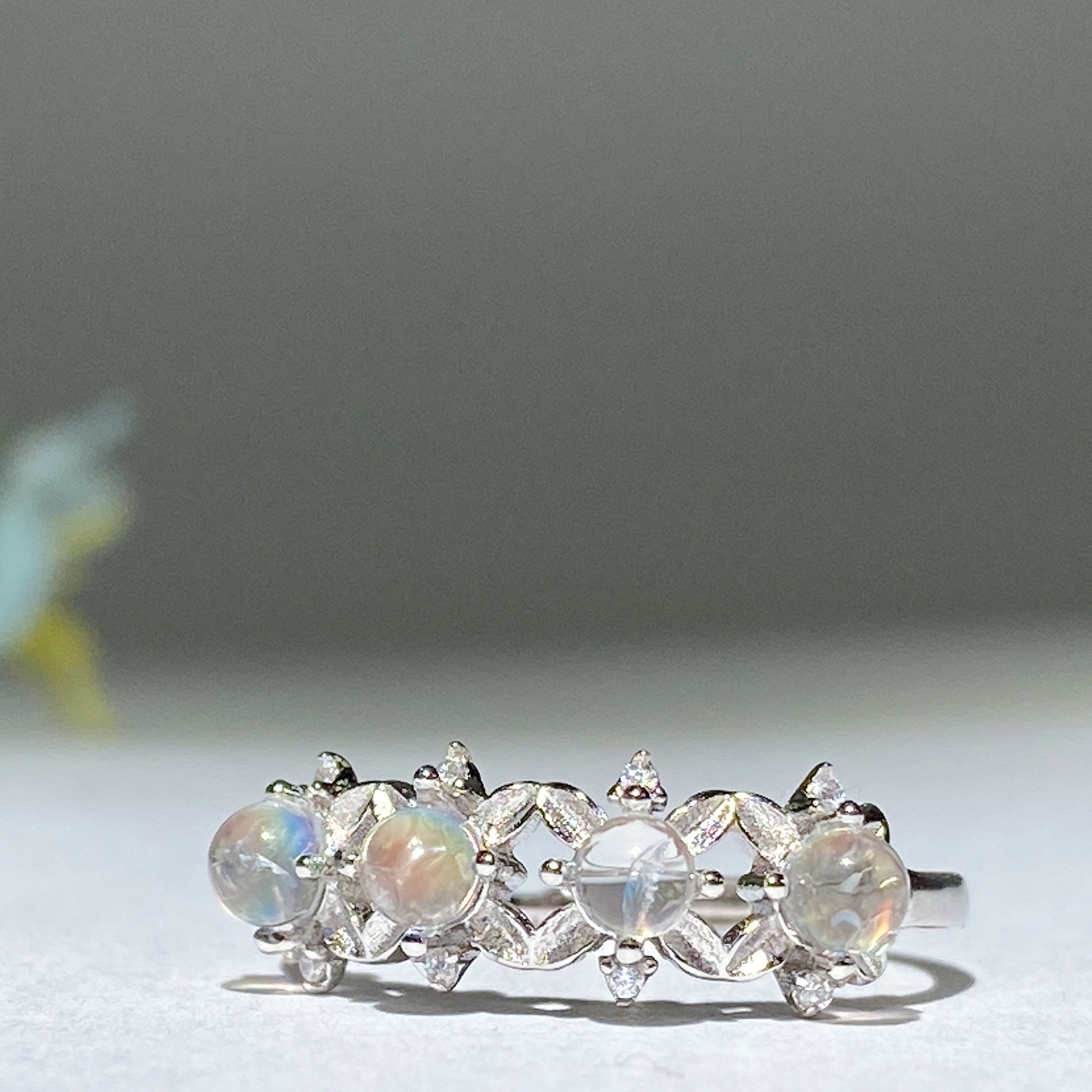 ATELIER-TIBET – Bague en Pierre de Lune Naturelle & Argent Sterling 925 – Anneau Céleste Unisexe