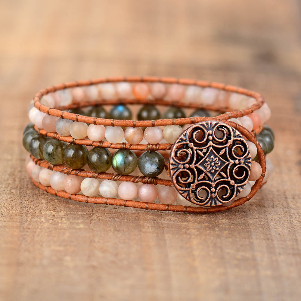 ATELIER-TIBET – Bracelet Sunstone & Labradorite « Moment of Truth » (18,5–19 cm)