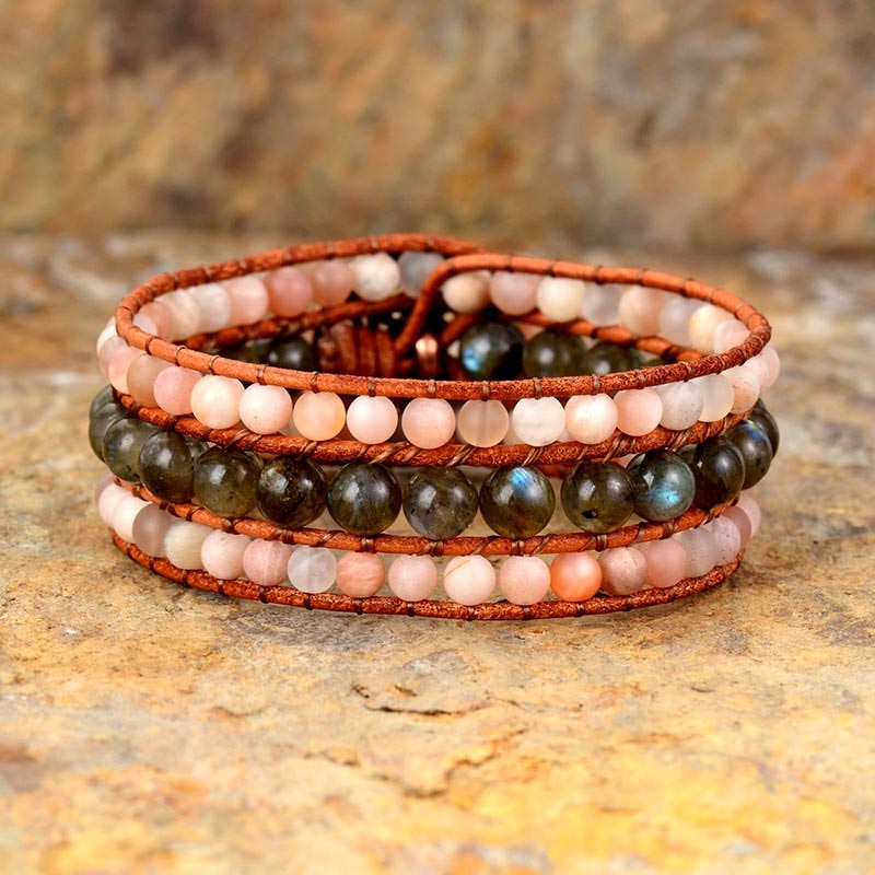 ATELIER-TIBET – Bracelet Sunstone & Labradorite « Moment of Truth » (18,5–19 cm)