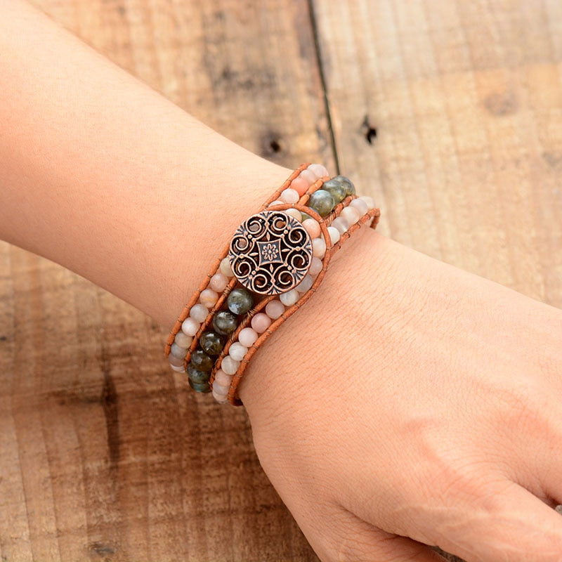 ATELIER-TIBET – Bracelet Sunstone & Labradorite « Moment of Truth » (18,5–19 cm)