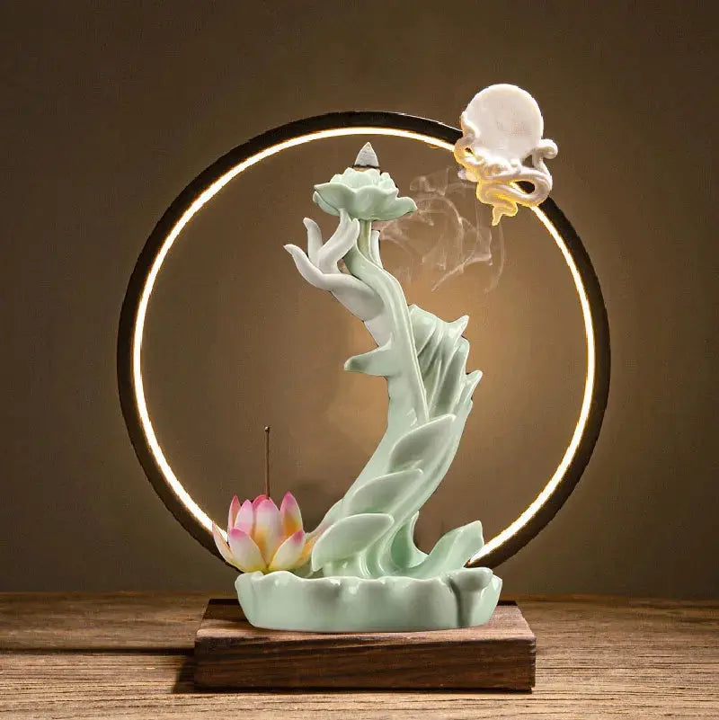 ATELIER-TIBET – Geste Sacré · Fontaine d’Encens LED Main & Lotus