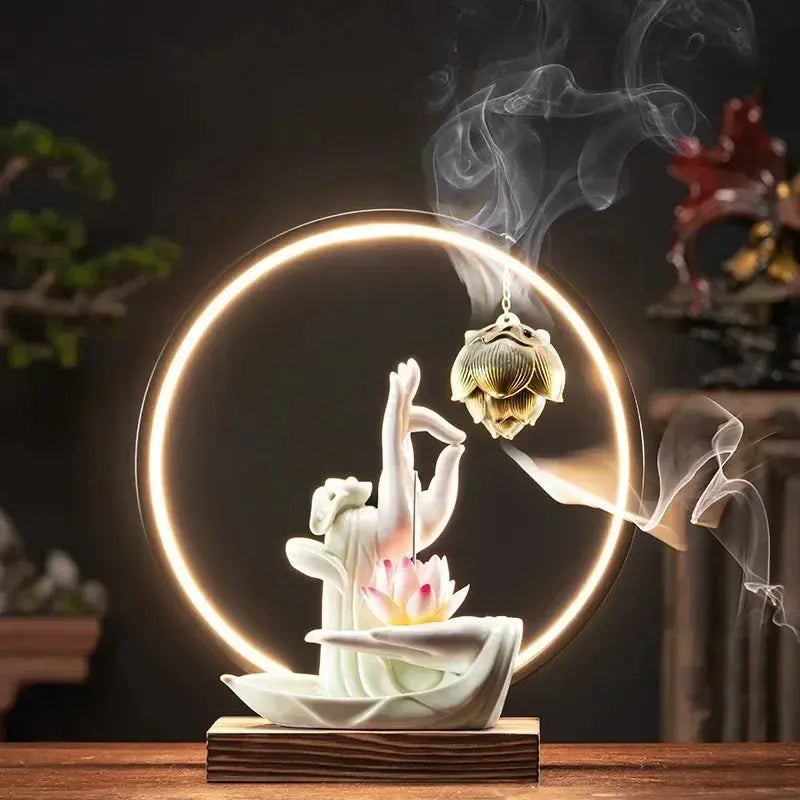 ATELIER-TIBET – Satori Lumineux · Fontaine d’Encens LED Lotus & Mudrā